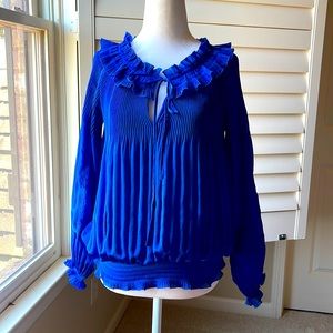 Diane von Furstenberg accordion pleated top blouse long sleeve